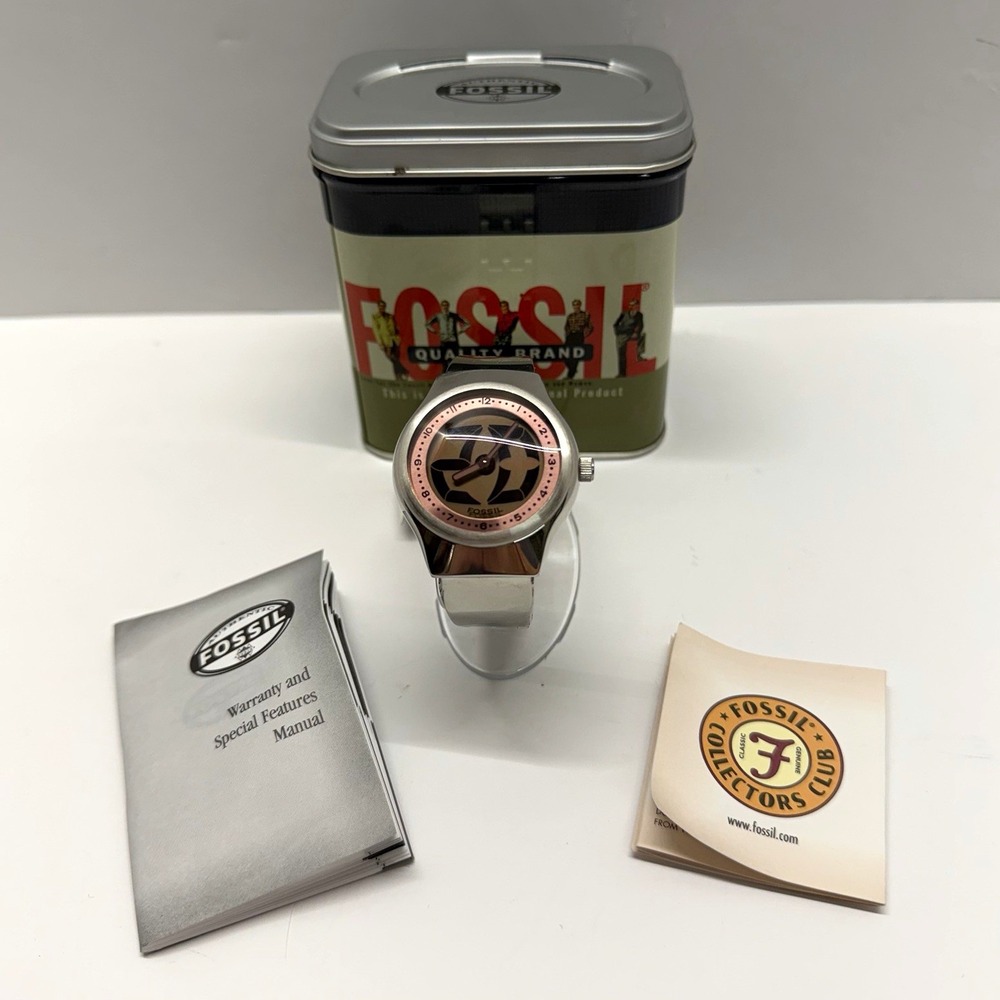 New Vintage Fossil Big Tic JR-7861 Digital/Analog Watch Box & Tags, New Batt Y2K
